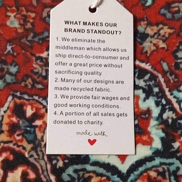 Rustic Brown boho hippie  long sleeve print top  Sz M  NWT - Picture 5 of 6